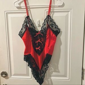 Vintage Avon Red Lace Bodysuit